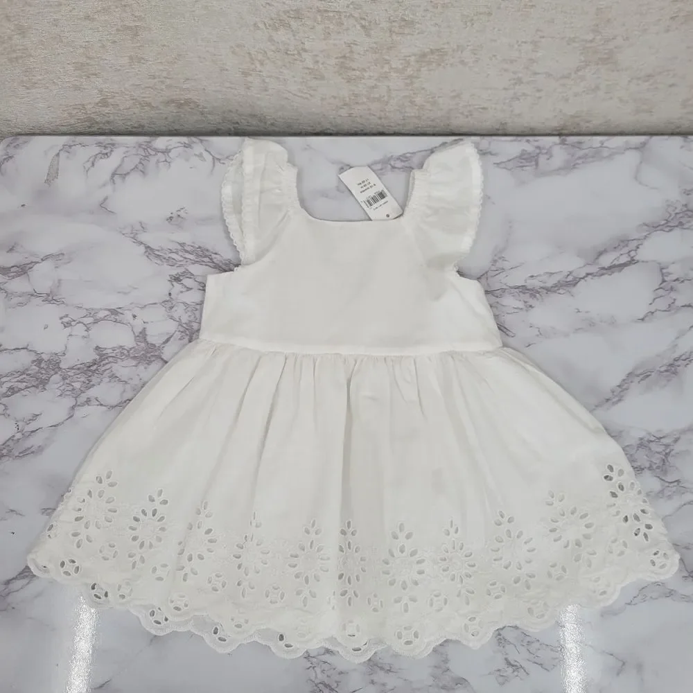 Baby Gap White Eyelet Dress / Blouse Cotton Girls Infant Size 6-12mo